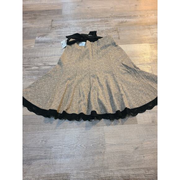 Maurices 1/2 womens black tan and white skirt with black lace trim new with tags - Picture 2 of 8